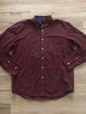 Chaps Red and Black Plaid Button Down Shirt